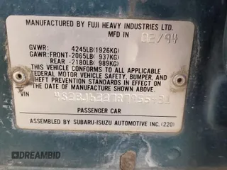 1994 Subaru Legacy L with VIN 4S3BJ6337R7955431, listed as a Copart auction lot 70200794 with 281,694 mi miles and Salvage Title. Bid and sale history available at DreamBid. Image 12.