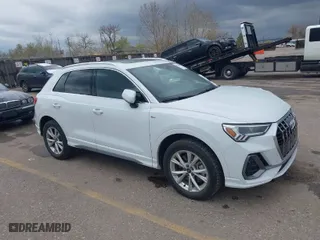 2023 Audi Q3 S line Premium with VIN WA1DECF30P1127433, listed as a IAAI auction lot 41969209 with 40,357 mi miles. Bid and sale history available at carsss.com. Image 1.