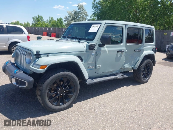 2023 Jeep Wrangler Sahara with VIN 1C4JJXP68PW627007, listed as a IAAI auction lot 42474745 with 57,912 mi miles and . Bid and sale history available at DreamBid. Image 17.