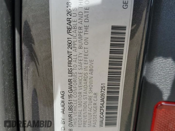 2018 Audi S5 Sportback Prestige z VIN WAUC4CF54JA097251, wystawiony jako Copart lot #56038824 z przebiegiem Nie podano mil oraz Szkoda całkowita • Salvage title. Historia ofert i sprzedaży dostępna na DreamBid. Obrazek 13.