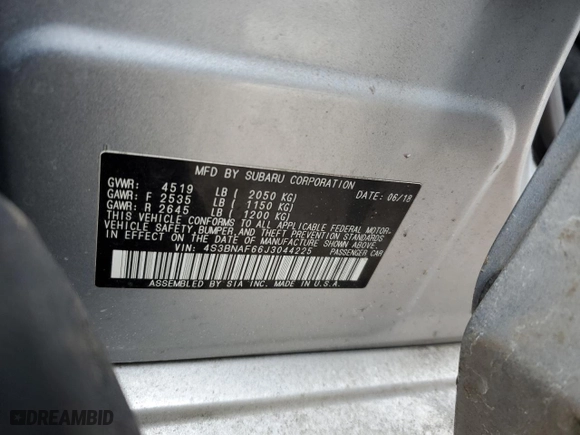 2018 Subaru Legacy Premium with VIN 4S3BNAF66J3044225, listed as a Copart auction lot 45948025 with 111,430 mi miles and Salvage Title. Bid and sale history available at carsss.com. Image 14.