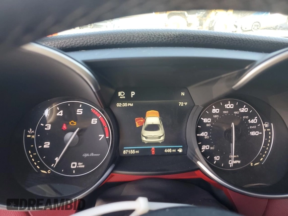 2019 Alfa Romeo Giulia Sport with VIN ZARFAMAN5K7599504, listed as a Copart auction lot 48114655 with 87,155 mi miles and Salvage title. Bid and sale history available at DreamBid. Image 9.