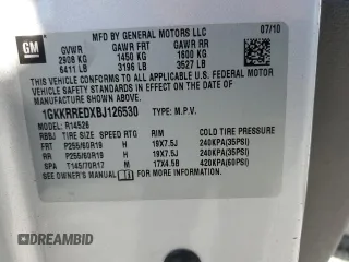 2011 GMC Acadia SLT1 with VIN 1GKKRREDXBJ126530, listed as a Copart auction lot 50134405 with 148,077 mi miles and Salvage Title. Bid and sale history available at carsss.com. Image 13.