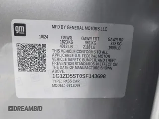 2025 Chevrolet Malibu LT with VIN 1G1ZD5ST0SF143698, listed as a IAAI auction lot 42106668 with 9,211 mi miles and . Bid and sale history available at DreamBid. Image 9.