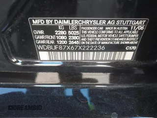 2007 Mercedes-Benz E-Class 3.5L with VIN WDBUF87X67X222236, listed as a IAAI auction lot 41991958 with 158,735 mi miles. Bid and sale history available at carsss.com. Image 9.