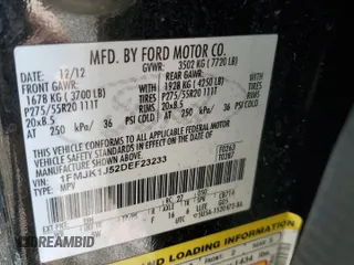 2013 Ford Expedition EL XLT with VIN 1FMJK1J52DEF23233, listed as a Copart auction lot 46584265 with 197,999 mi miles and Salvage Title. Bid and sale history available at carsss.com. Image 15.