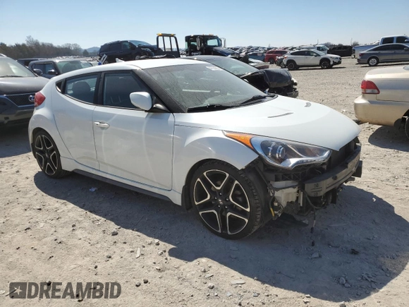 2015 Hyundai Veloster Turbo with VIN KMHTC6AE9FU222633, listed as a Copart auction lot 47554255 with 83,296 mi miles and Salvage title. Bid and sale history available at DreamBid. Image 4.