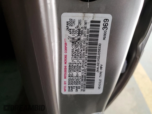 2002 Mitsubishi Montero ES z VIN JA4LS21H32J058330, wystawiony jako Copart lot #83523844 z przebiegiem 186 781 mil mil oraz Szkoda całkowita • Salvage title. Historia ofert i sprzedaży dostępna na DreamBid. Obrazek 15.