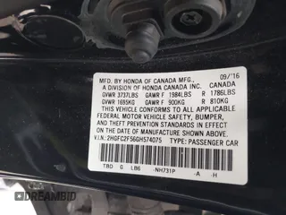 2016 Honda Civic Sedan LX with VIN 2HGFC2F56GH574075, listed as a IAAI auction lot 41904230 with 118,869 mi miles. Bid and sale history available at carsss.com. Image 9.