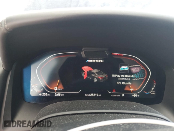 2019 BMW 8 Series M850i xDrive with VIN WBABC4C52KBU96213, listed as a Copart auction lot 76361744 with 25,219 mi miles and Non Repairable. Bid and sale history available at DreamBid. Image 9.