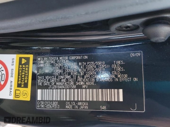 2010 Lexus RX 450h with VIN JTJZB1BA8A2001588, listed as a Copart auction lot 50193885 with 140,248 mi miles and Salvage Title. Bid and sale history available at DreamBid. Image 15.