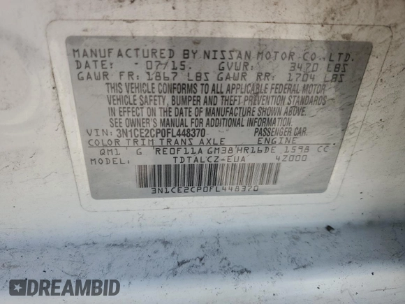 2015 Nissan Note S Plus с VIN 3N1CE2CP0FL448370, выставлен на аукционе Copart как лот 56668905 с пробегом 80 795 миль миль и Списание • Salvage title. История ставок и продаж доступна на DreamBid. Изображение 12.