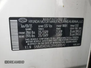 2023 Hyundai Santa Fe Limited z VIN 5NMS4DAL2PH589592, wystawiony jako Copart lot #56253625 z przebiegiem 36 322 mil mil oraz Szkoda całkowita • Salvage title. Historia ofert i sprzedaży dostępna na DreamBid. Obrazek 13.