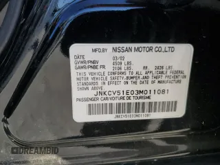 2003 Infiniti G35 w/Leather with VIN JNKCV51E03M011081, listed as a Copart auction lot 88648655 with 169,633 mi miles and Salvage Title. Bid and sale history available at carsss.com. Image 12.