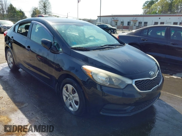2014 Kia Forte LX with VIN KNAFK4A69E5147424, listed as a IAAI auction lot 41913598 with 117,503 mi miles. Bid and sale history available at carsss.com. Image 1.