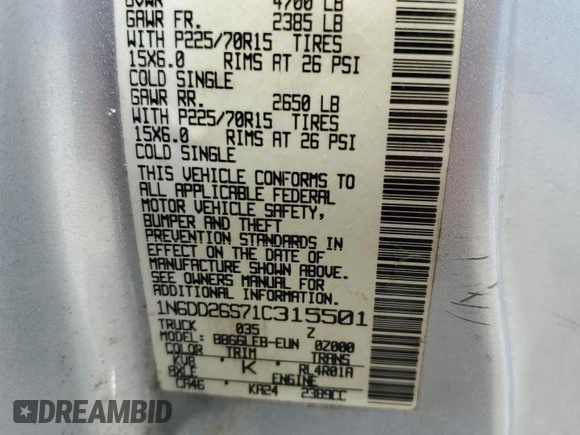 2001 Nissan Frontier XE z VIN 1N6DD26S71C315501, wystawiony jako Copart lot #55604945 z przebiegiem 202 275 mil mil oraz Szkoda całkowita • Salvage title. Historia ofert i sprzedaży dostępna na DreamBid. Obrazek 13.