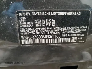 2021 BMW 3 Series 330i xDrive with VIN WBA5R7C08MFK51106, listed as a Copart auction lot 88921305 with 44,889 mi miles and Salvage Title. Bid and sale history available at carsss.com. Image 13.