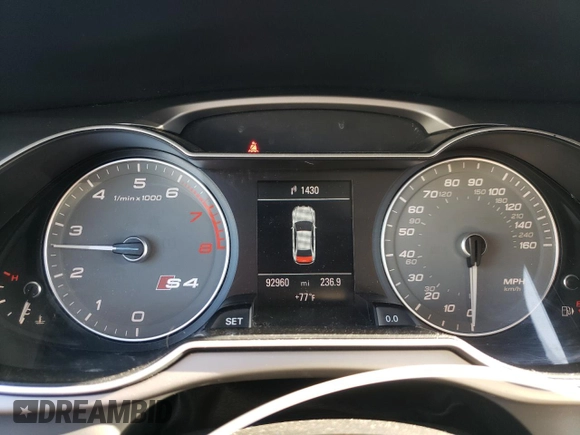 2013 Audi S4 Premium Plus with VIN WAUDGAFL3DA210965, listed as a Copart auction lot 73223084 with 92,960 mi miles and Salvage Title. Bid and sale history available at carsss.com. Image 9.