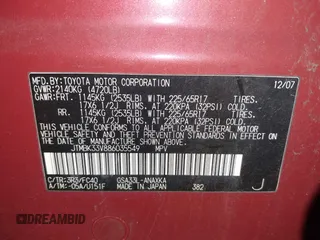 2008 Toyota RAV4 with VIN JTMBK33V886035549, listed as a IAAI auction lot 42079782 with 96,151 mi miles. Bid and sale history available at carsss.com. Image 9.