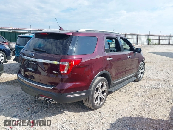 2018 Ford Explorer Platinum with VIN 1FM5K8HT7JGA52887, listed as a IAAI auction lot 40377025 with 92,577 mi miles. Bid and sale history available at carsss.com. Image 4.