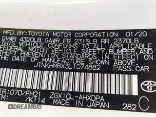 2020 Toyota C-HR LE with VIN JTNKHMBX3L1074882, listed as a IAAI auction lot 42064899 with 44,897 mi miles and . Bid and sale history available at DreamBid. Image 9.