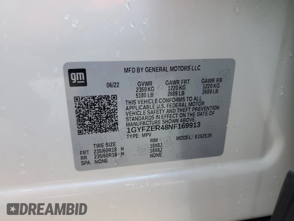 2022 Cadillac XT4 FWD Sport with VIN 1GYFZER48NF169913, listed as a Copart auction lot 84457034 with 36,406 mi miles and Clean title. Bid and sale history available at DreamBid. Image 14.