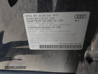 2021 Audi Q3 S line Premium Plus with VIN WA1EECF3XM1133790, listed as a IAAI auction lot 41870016 with 43,794 mi miles and . Bid and sale history available at DreamBid. Image 9.