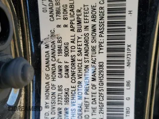2016 Honda Civic Sedan LX with VIN 2HGFC2F51GH529383, listed as a Copart auction lot 48741615 with 102,407 mi miles and Salvage Title. Bid and sale history available at carsss.com. Image 13.