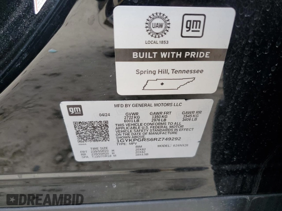 2024 Cadillac XT6 AWD Sport z VIN 1GYKPGRS6RZ749292, wystawiony jako Copart lot #50844795 z przebiegiem 12 972 mil mil oraz Szkoda całkowita • Salvage title. Historia ofert i sprzedaży dostępna na DreamBid. Obrazek 16.