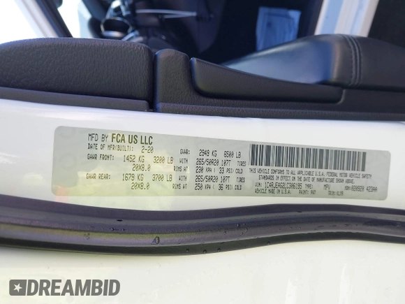 2020 Jeep Grand Cherokee Altitude with VIN 1C4RJEAG2LC306195, listed as a IAAI auction lot 41626392 with 45,587 mi miles and . Bid and sale history available at DreamBid. Image 9.