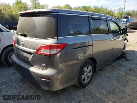 2015 Nissan Quest SV with VIN JN8AE2KP7F9120821, listed as a Copart auction lot 53998065 with 106,702 mi miles and Salvage Title. Bid and sale history available at carsss.com. Image 3.