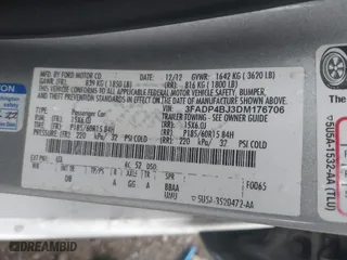 2013 Ford Fiesta SE with VIN 3FADP4BJ3DM176706, listed as a IAAI auction lot 42047063 with 126,799 mi miles. Bid and sale history available at carsss.com. Image 9.