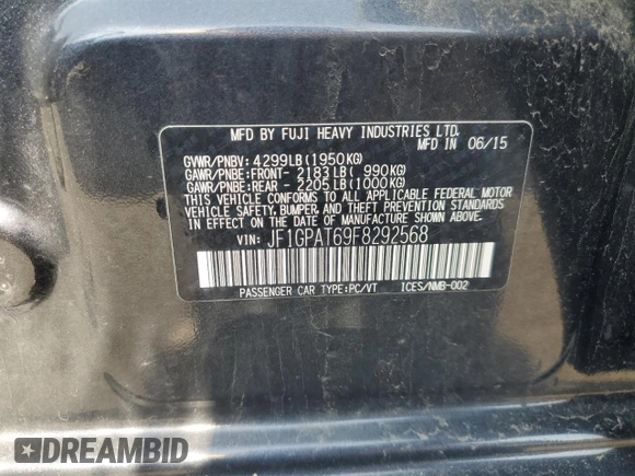 2015 Subaru Impreza Special Sports Premium with VIN JF1GPAT69F8292568, listed as a Copart auction lot 59614885 with 130,865 mi miles and Clean title. Bid and sale history available at DreamBid. Image 12.