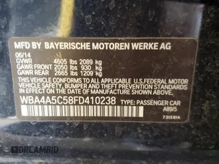 2015 BMW 4 Series 428i with VIN WBA4A5C58FD410238, listed as a Copart auction lot 42654295 with 72,262 mi miles and Salvage Title. Bid and sale history available at DreamBid. Image 12.