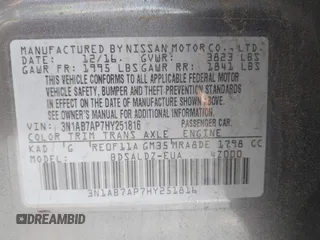 2017 Nissan Sentra S z VIN 3N1AB7AP7HY251816, wystawiony jako IAAI lot #41798600 z przebiegiem 82 455 mil mil oraz . Historia ofert i sprzedaży dostępna na DreamBid. Obrazek 9.