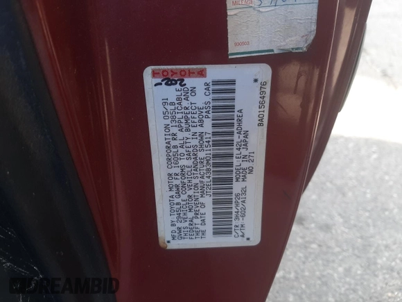 1991 Toyota Tercel z VIN JT2EL43B3M0115417, wystawiony jako Copart lot #45687835 z przebiegiem 68 764 mil mil oraz Czysty tytuł • Clean title. Historia ofert i sprzedaży dostępna na DreamBid. Obrazek 12.