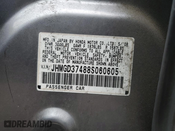 2008 Honda Fit with VIN JHMGD37488S060605, listed as a Copart auction lot 49736135 with 127,413 mi miles and Salvage Title. Bid and sale history available at carsss.com. Image 12.