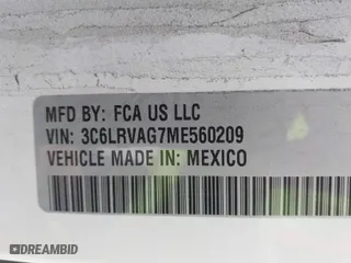 2021 Ram ProMaster Cargo Van with VIN 3C6LRVAG7ME560209, listed as a IAAI auction lot 41329126 with 121,130 mi miles. Bid and sale history available at carsss.com. Image 9.
