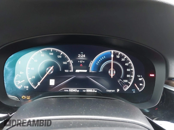 2019 BMW 5 Series 530e with VIN WBAJA9C57KB389401, listed as a IAAI auction lot 42565098 with 52,343 mi miles and . Bid and sale history available at DreamBid. Image 7.