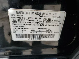 2006 Infiniti G35 with VIN JNKCV51E56M522466, listed as a Copart auction lot 69492274 with Not Provided miles and Clean Title. Bid and sale history available at DreamBid. Image 13.