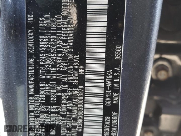 2013 Toyota Venza LE z VIN 4T3BK3BB3DU083878, wystawiony jako Copart lot #52227915 z przebiegiem 196 979 mil mil oraz Nie do naprawy • Non repairable. Historia ofert i sprzedaży dostępna na DreamBid. Obrazek 13.