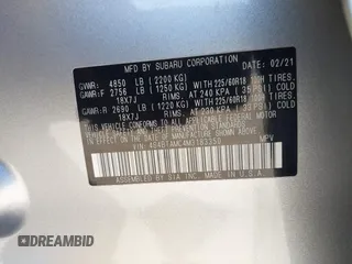 2021 Subaru Outback Limited with VIN 4S4BTAMC4M3183350, listed as a IAAI auction lot 42037491 with 74,375 mi miles and . Bid and sale history available at DreamBid. Image 9.