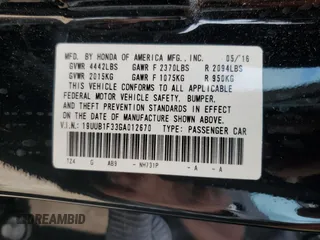 2016 Acura TLX z VIN 19UUB1F33GA012670, wystawiony jako Copart lot #52210685 z przebiegiem 125 467 mil mil oraz Czysty tytuł • Clean title. Historia ofert i sprzedaży dostępna na DreamBid. Obrazek 12.