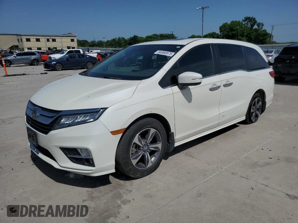 2019 Honda Odyssey Touring with VIN 5FNRL6H86KB089055, listed as a Copart auction lot 56980975 with 154,842 mi miles and Salvage title. Bid and sale history available at DreamBid. Image 1.