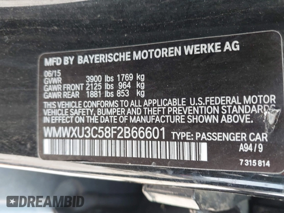 2015 MINI Hardtop 4 Door S with VIN WMWXU3C58F2B66601, listed as a IAAI auction lot 42444404 with 76,174 mi miles and . Bid and sale history available at DreamBid. Image 9.
