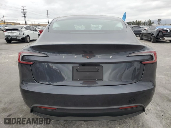 2025 Tesla Model 3 Long Range with VIN 5YJ3E1EA9SF966602, listed as a Copart auction lot 53571325 with 1,382 mi miles and Salvage title. Bid and sale history available at DreamBid. Image 6.