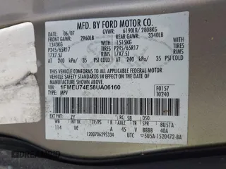 2008 Ford Explorer Eddie Bauer with VIN 1FMEU74E58UA06160, listed as a IAAI auction lot 42226307 with 143,056 mi miles and . Bid and sale history available at carsss.com. Image 9.