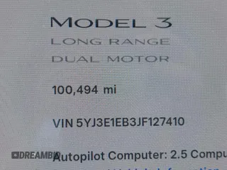 2018 Tesla Model 3 Long Range Battery z VIN 5YJ3E1EB3JF127410, wystawiony jako IAAI lot #41994858 z przebiegiem 100 494 mil mil oraz . Historia ofert i sprzedaży dostępna na DreamBid. Obrazek 15.