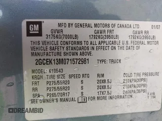 2007 Chevrolet Silverado 1500 LTZ with VIN 2GCEK13M071572981, listed as a IAAI auction lot 42054093 with 284,423 mi miles. Bid and sale history available at carsss.com. Image 9.