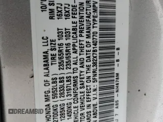 2007 Honda Odyssey LX with VIN 5FNRL382X7B140770, listed as a Copart auction lot 50531625 with 126,117 mi miles and Salvage Title. Bid and sale history available at carsss.com. Image 13.
